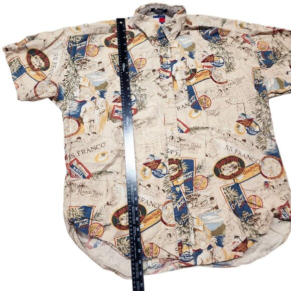 Vintage Tommy‎ Hilfiger Short Sleeve Franco Travel Print Button-Up Shirt M - Picture 3 of 6